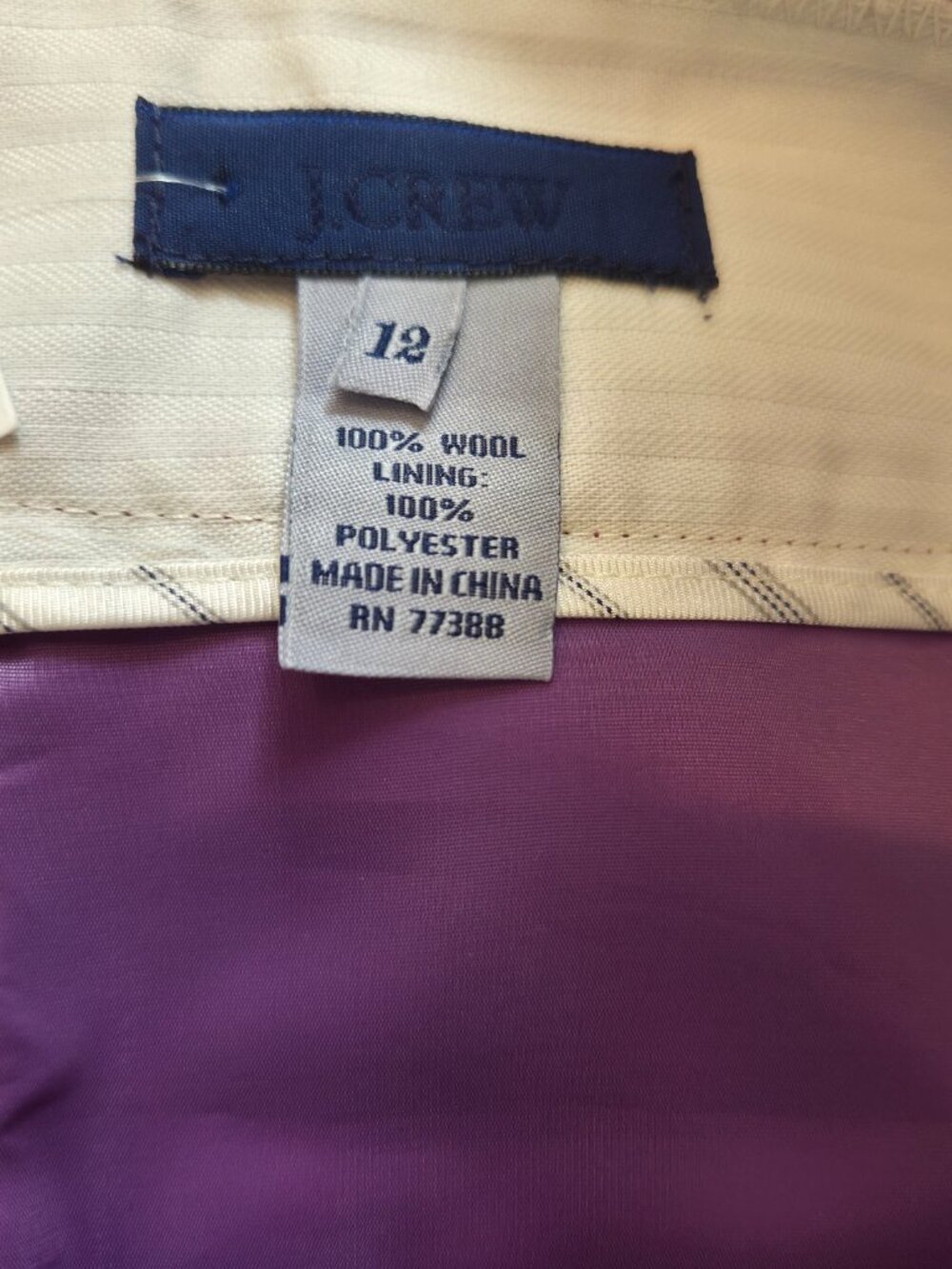 J.Crew Purple Wool Skirt NWT | Size 12 | 100% Wool | Kick Pleat - Picture 6 of 6